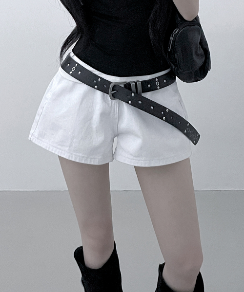 XTA115 크로스 스터드 레더 벨트 (BLACK)