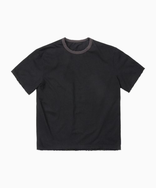 Vintage Destroyed Ringer Tee BLACK