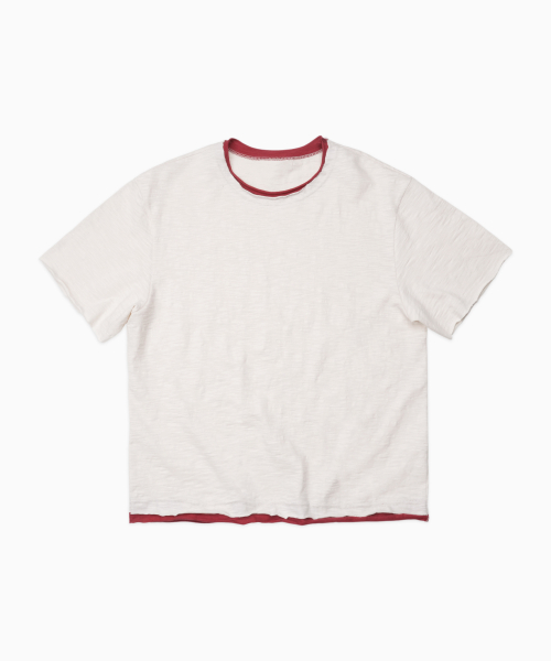 Cut-off Layered Slub T-shirt ECRU