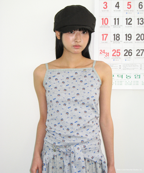 BETTY BOOP PATTERN SLIM CARDIGAN GREY