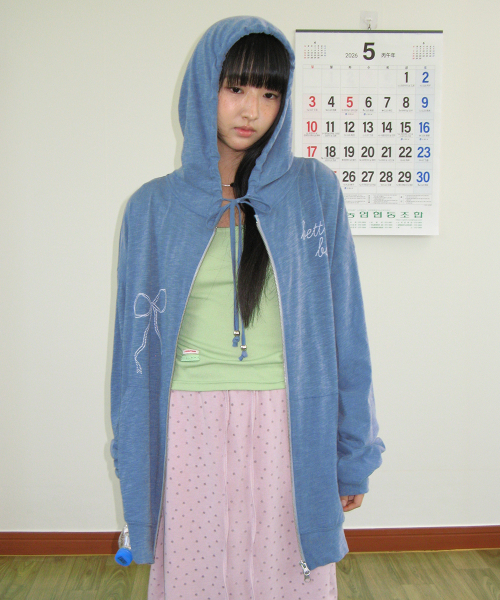 BETTY BOOP DREAMY RIBBON HOODIE ZIP UP BLUE