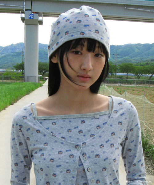 BETTY BOOP PATTERN STRING BEANIE GREY