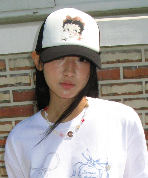 BETTY BOOP RIBBON MESH BALL CAP BLACK