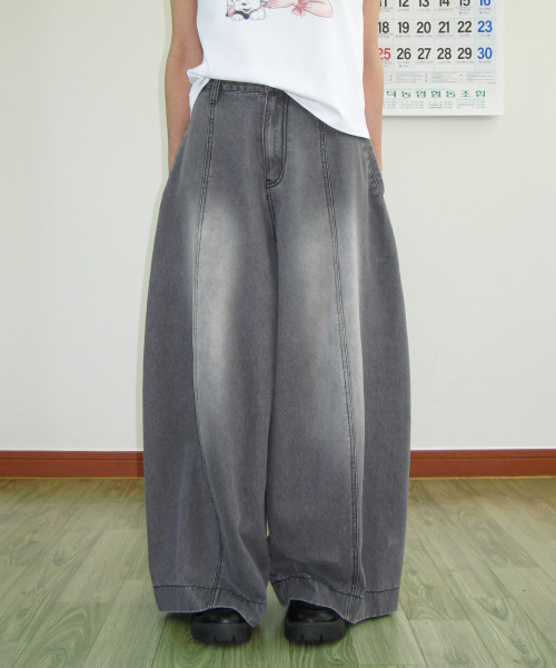 WIDE BALLOON DENIM PANTS BLACK