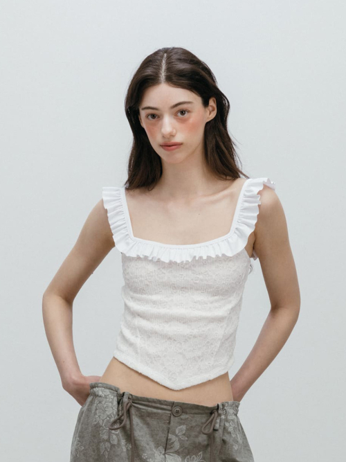 FRILL LACE SLEEVELESS / WHITE