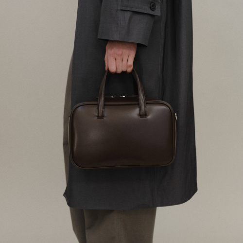 Medium Tin square tote bag Glossy umber