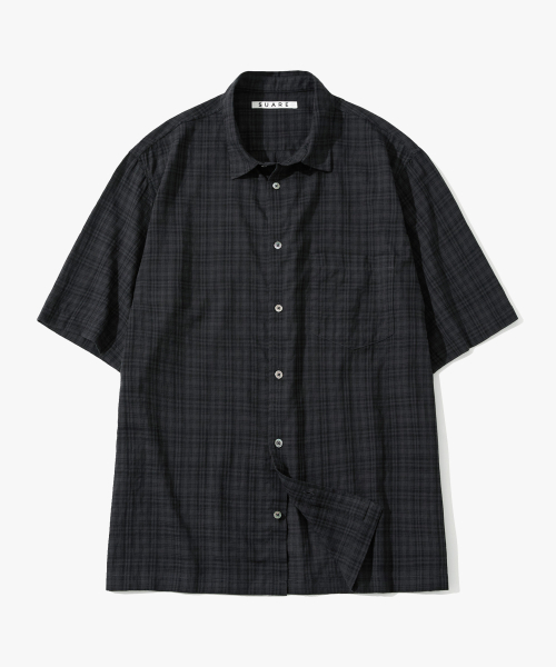 Airy Shadow Half Check Shirt Charcoal