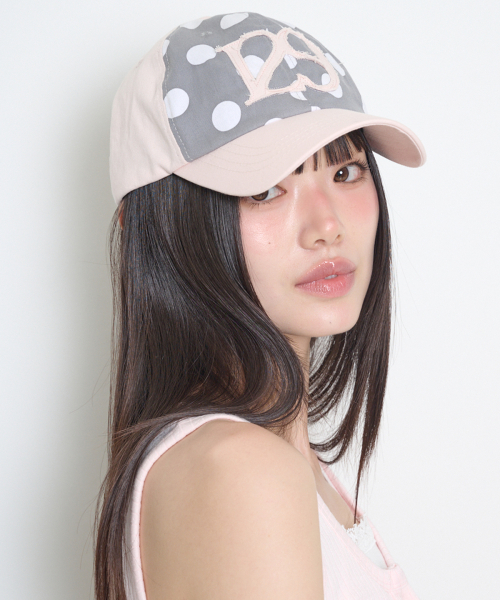 129 APPLIQUE BALL CAP PINK DOT