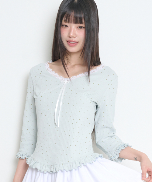 DOT LACE T-SHIRT BLUE