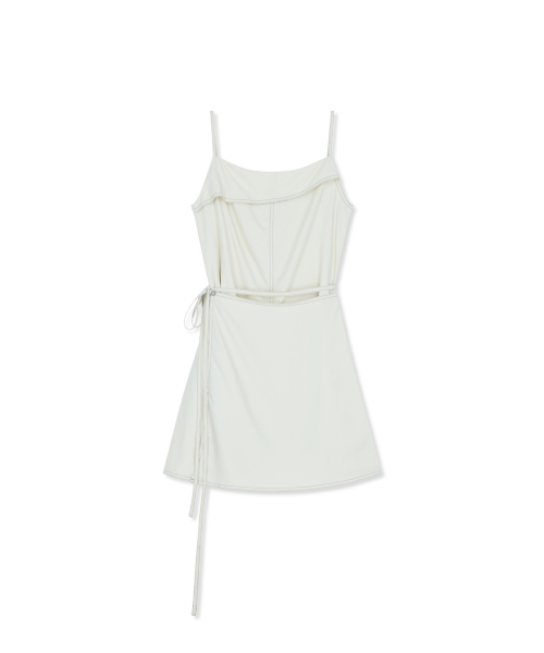 SLEEVELESS WRAP DRESS IN CREAM