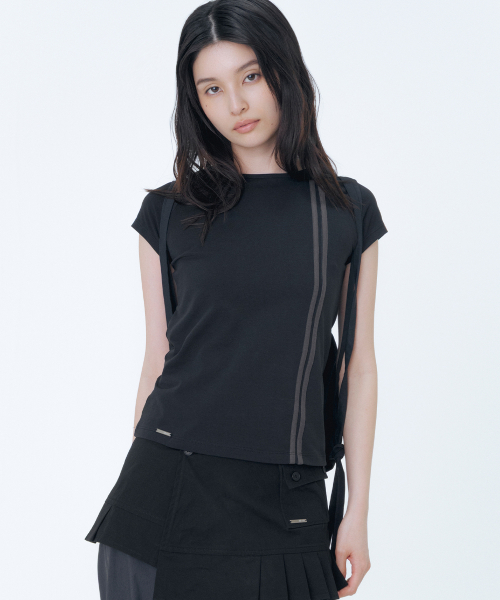 Double tape short sleeve BLACK