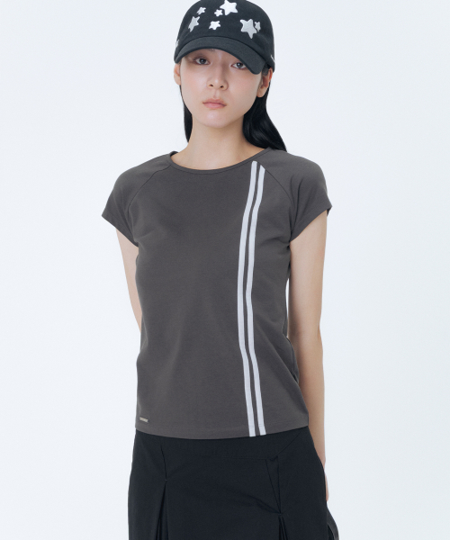 Double tape short sleeve CHARCOAL