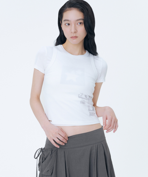 Photo album graphic sleeveless WHITE