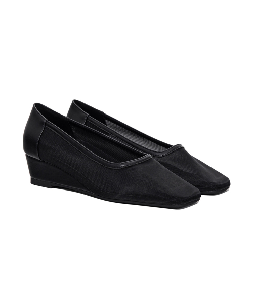 [YOON SOAP X DEINET] MESH WEDGE HEELS IN BLACK