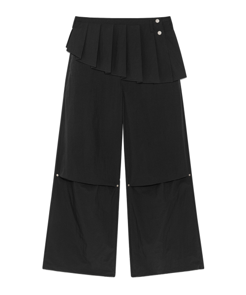 [YOON SOAP X DEINET] SKIRT LAYERED PANTS IN BLACK