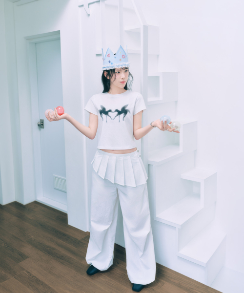 [YOON SOAP X DEINET] SKIRT LAYERED PANTS IN WHITE