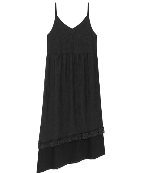 [YOON SOAP X DEINET] LACE SHIRRED DRESS IN BLACK