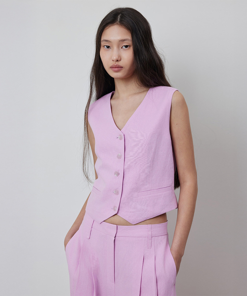 Natural Linen Buckle Summer Vest