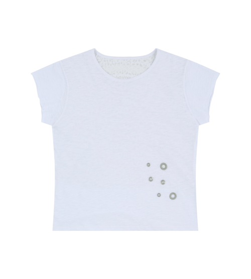 Grunge Claw Leopard Eyelet Tee (White)
