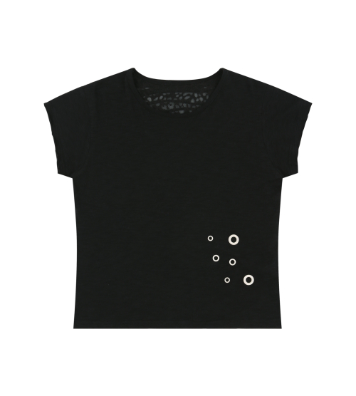 Grunge Claw Leopard Eyelet Tee (Black)
