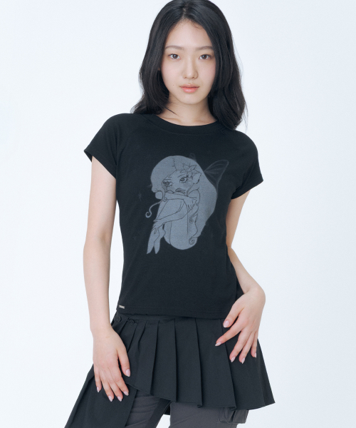 Hannah fairy raglan short sleeve BLACK