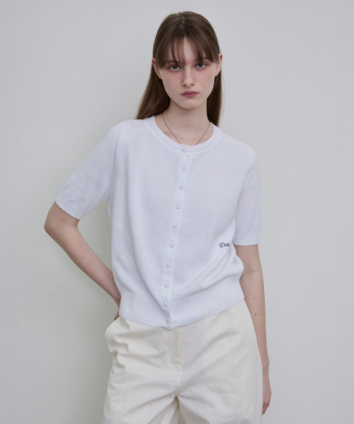 Italian Yarn Covered Button Knit Cardigan [WHITE]