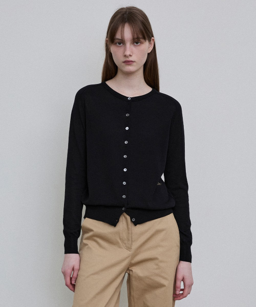 Essential Cotton Blend Cardigan [BLACK]
