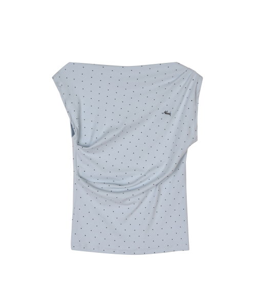 DOT SHIRRING DRAPE SLEEVELESS TOP_SORA