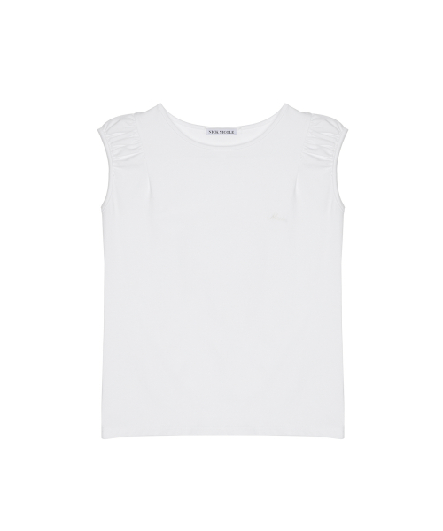 NICOLE SHIRRING SLEEVELESS TOP_IVORY