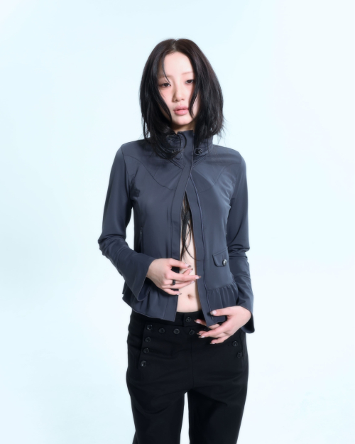 Ruffle Two Way zip-up (Ash)
