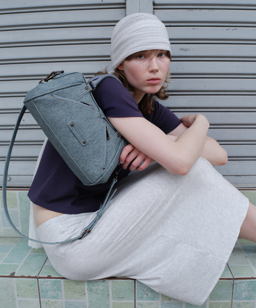 FAUX LEATHER MINI M.O.S BAG, DENIM