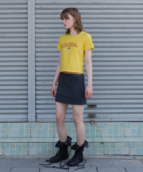 WAFFLE BASIC MINI SKIRT, NAVY