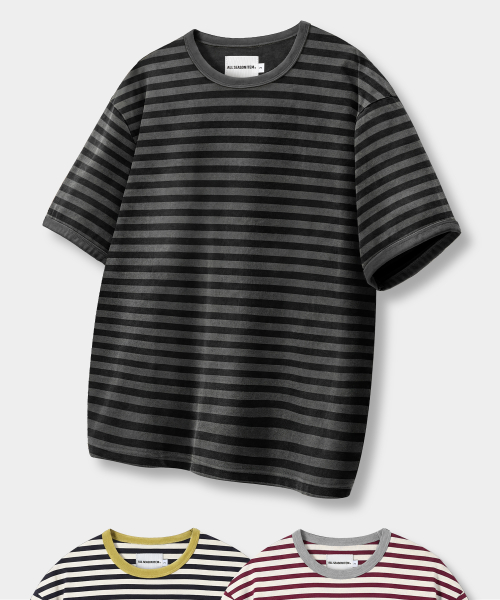 BORDER STRIPE RINGER T-SHIRT_3 COLOR