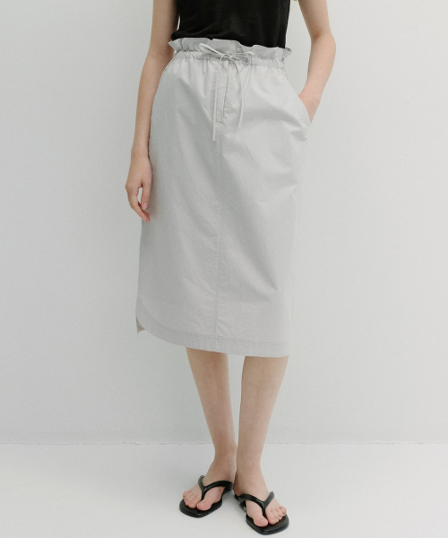 cotton shirring banding skirt (light grey)