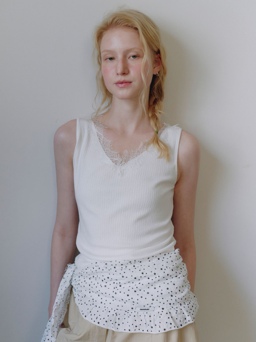 V-neck Lace Sleeveless MU2634TS315M_WHITE