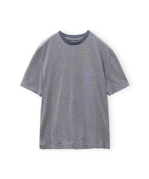 Waist Cut Stripe T Shirt, Blue