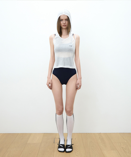 Rib Hood Sleeveless / White