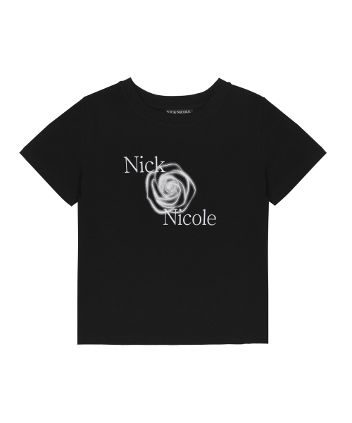 ROSE GRAPHIC SLIM TOP_BLACK