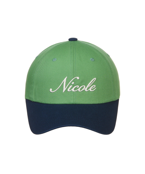 NICOLE LETTERING BALL CAP_GREEN NAVY