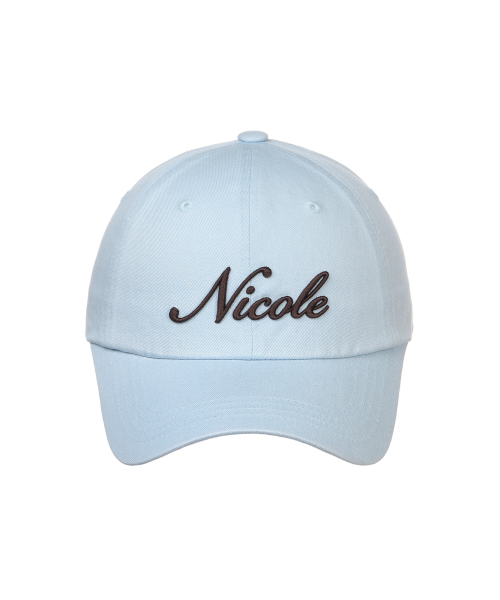 NICOLE LETTERING BALL CAP_SKY BLUE BROWN