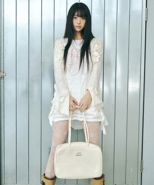 NICOLE LOGO MINIMAL SQUARE BAG_CREAM