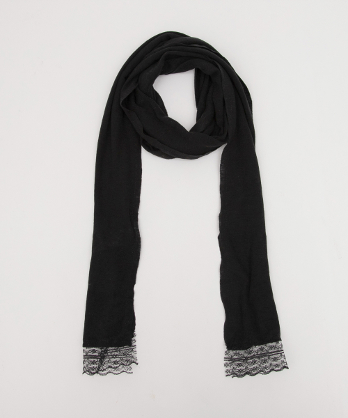 LACE SLIM SCARF BLACK