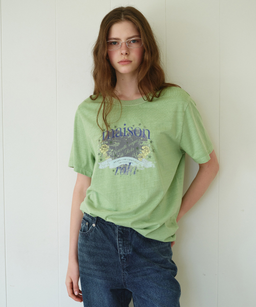 VINTAGE LETTERING PIGMENT T-SHIRT D/MINT