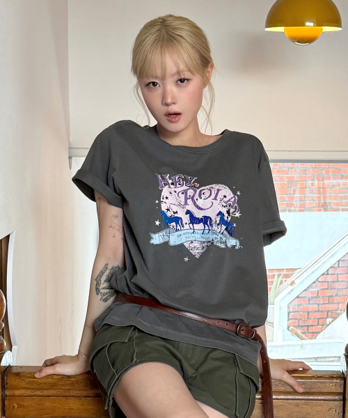 ROLA HEART PIGMENT T-SHIRT CHARCOAL