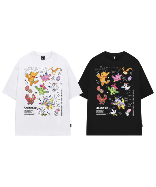 [디지몬 어드벤처] Rookie Stage Digimon Overfit T-shirt_Color ver. - 2COLOR