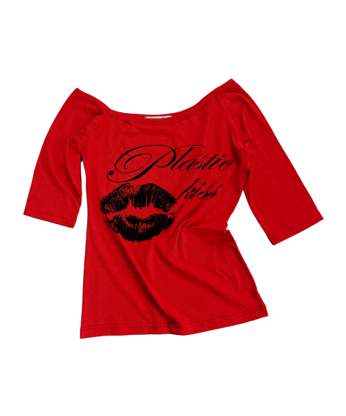 PLASTIC KISS ONE-SHOULDER TOP (RED) F26QB051