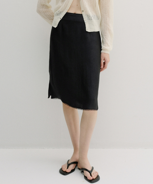 silky midi skirt (black)