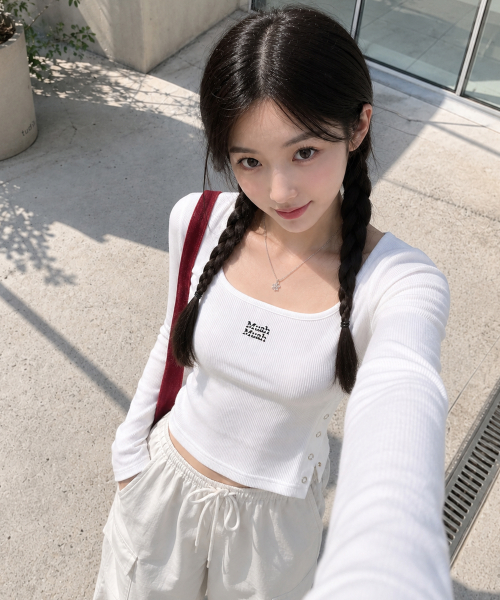 SLIT BUTTON ROUND LONG SLEEVE [WHITE]