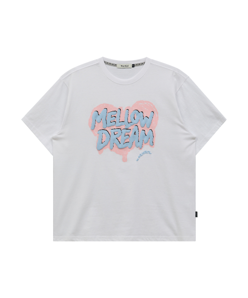 MELLOW DREAM Sketch Heart Half Sleeve T-shirt WHITE