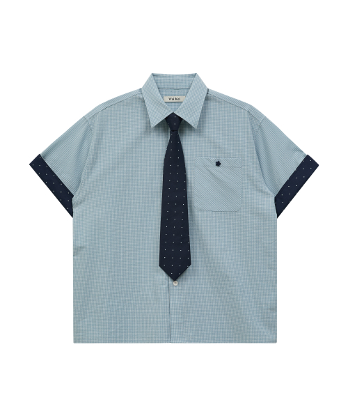 Tie SET Check Half Shirt MINT